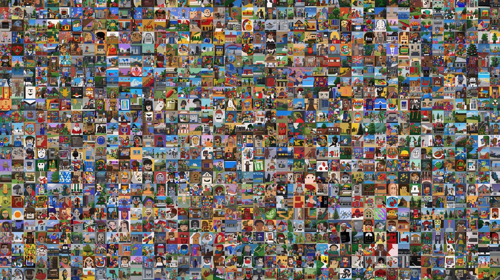 Mosaïque collaborative de contributions visuelles multiculturelles